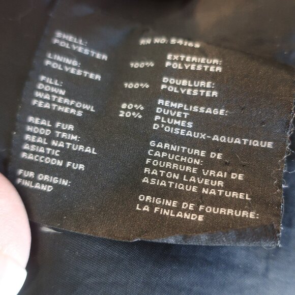 Womens Andrew Marc Black Down Coat W/Raccoon Fur Hood L - Picture 9 of 10